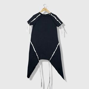 MDNT:45 Shark Hem T-Shirt Dress Womens S Black Avant Garde Goth Cyberpunk